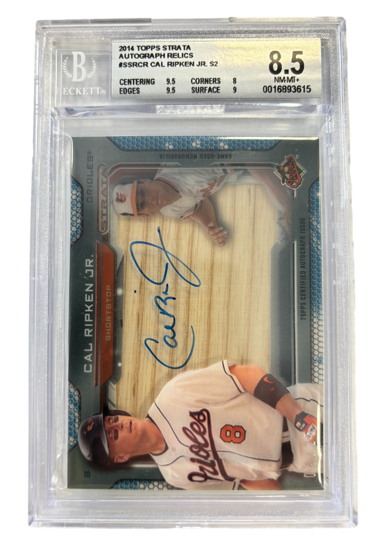 Baltimore Orioles Cal Ripken Jr. 2014 Topps Strata Autograph Relics #SSRCR 4/25 Auto Card Beckett 8.5 - 757 Sports Collectibles