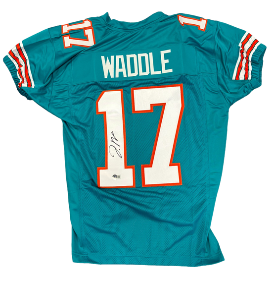 Miami Dolpins Jaylen Waddle Signed Autograph Custom Aqua Jersey BAS COA