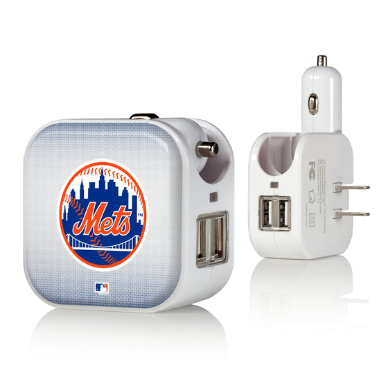 New York Mets Linen 2 in 1 USB Charger-0