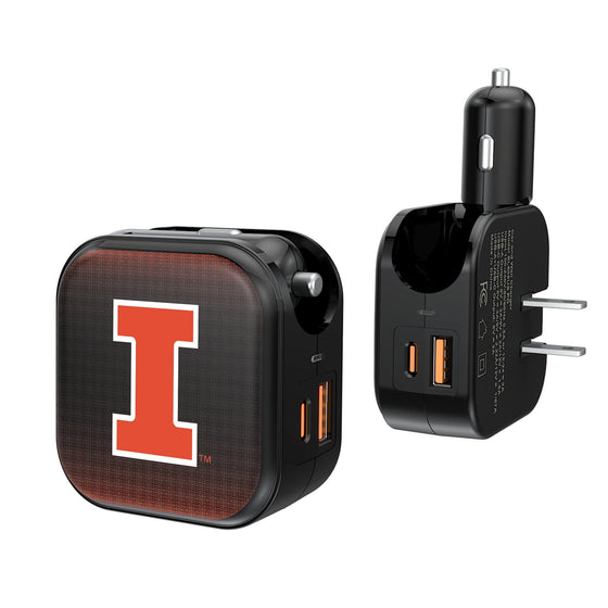 Illinois Fighting Illini Linen 2 in 1 USB A/C Charger-0