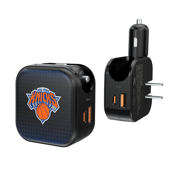 New York Knicks Linen 2 in 1 USB A/C Charger-0