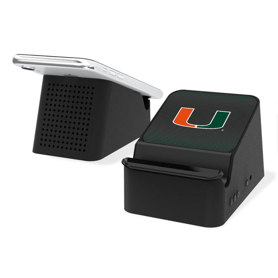 Miami Hurricanes Linen Wireless Charging Station and Bluetooth Speaker-0