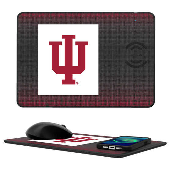 Indiana Hoosiers Linen 15-Watt Wireless Charger and Mouse Pad-0