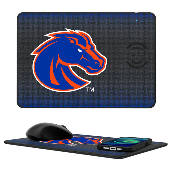 Boise State Broncos Linen 15-Watt Wireless Charger and Mouse Pad-0