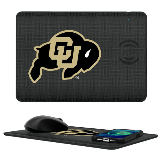 Colorado Buffaloes Linen 15-Watt Wireless Charger and Mouse Pad-0