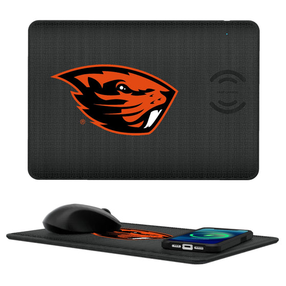 Oregon State Beavers Linen 15-Watt Wireless Charger and Mouse Pad-0