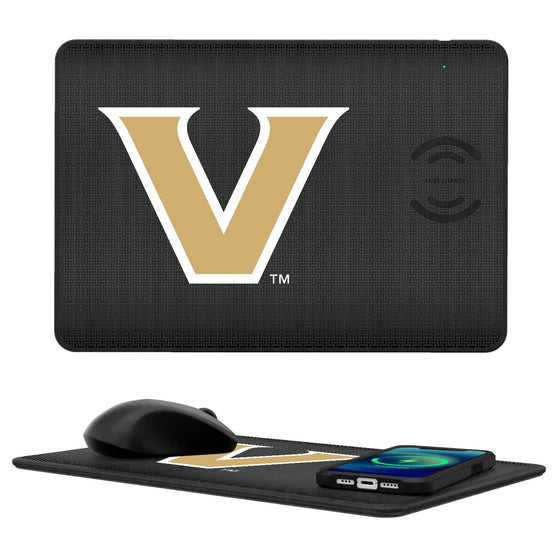 Vanderbilt Commodores Linen 15-Watt Wireless Charger and Mouse Pad-0