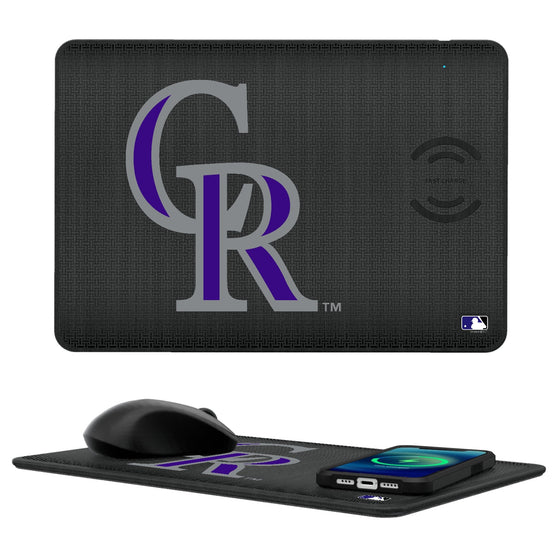 Colorado Rockies Linen 15-Watt Wireless Charger and Mouse Pad-0