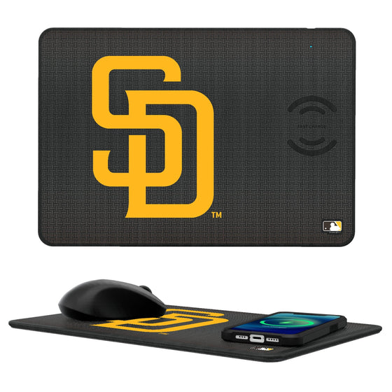 San Diego Padres Linen 15-Watt Wireless Charger and Mouse Pad-0