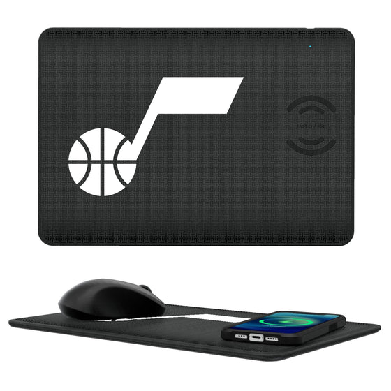 Utah Jazz Linen 15-Watt Wireless Charger and Mouse Pad-0