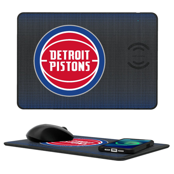 Detroit Pistons Linen 15-Watt Wireless Charger and Mouse Pad-0