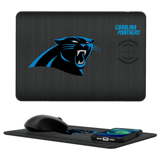 Carolina Panthers Linen 15-Watt Wireless Charger and Mouse Pad-0