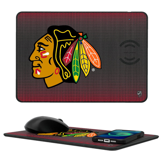 Chicago Blackhawks Linen 15-Watt Wireless Charger and Mouse Pad-0