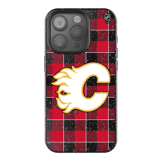 Calgary Flames Plaid Bling Phone Case-0