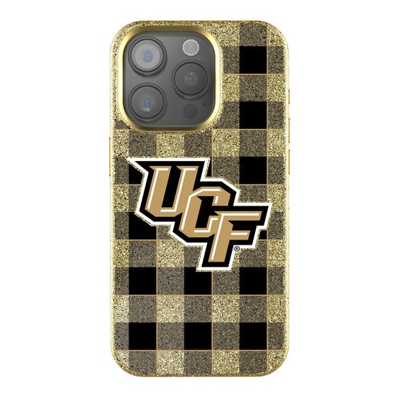 Central Florida Golden Knights Plaid Bling Phone Case-0