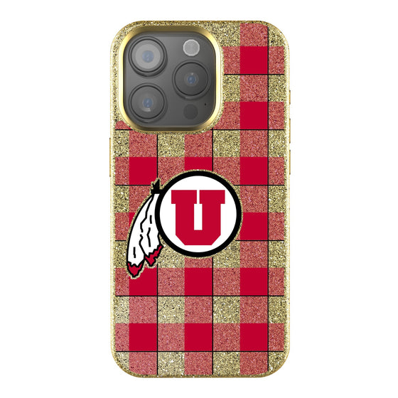 Utah Utes Plaid Bling Phone Case-0