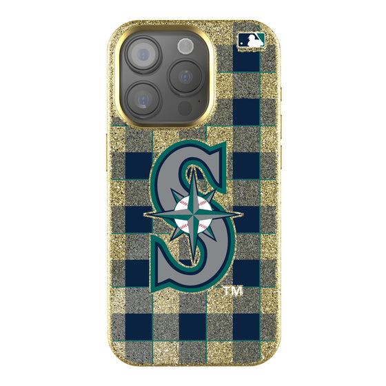 Seattle Mariners Plaid Bling Phone Case-0