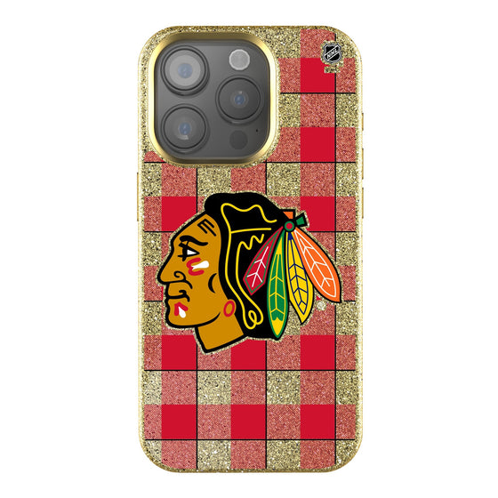 Chicago Blackhawks Plaid Bling Phone Case-0