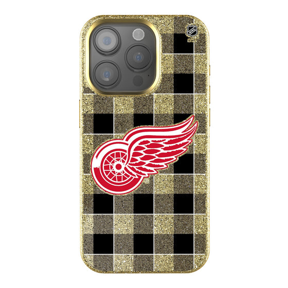 Detroit Red Wings Plaid Bling Phone Case-0