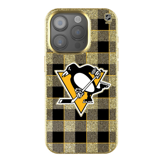 Pittsburgh Penguins Plaid Bling Phone Case-0