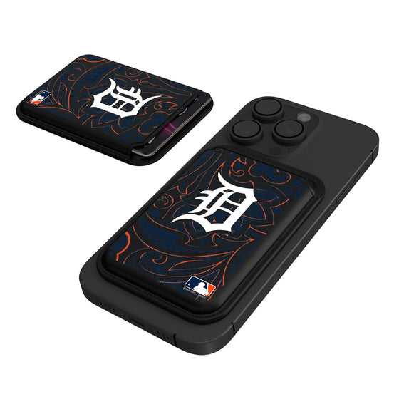 Detroit Tigers Paisley Black Magnetic Credit Card Wallet-0