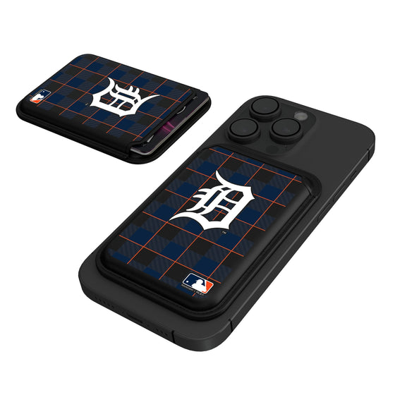 Detroit Tigers Plaid Black Magnetic Credit Card Wallet-0