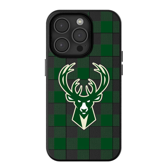 Milwaukee Bucks Plaid Magnetic Phone Case-0