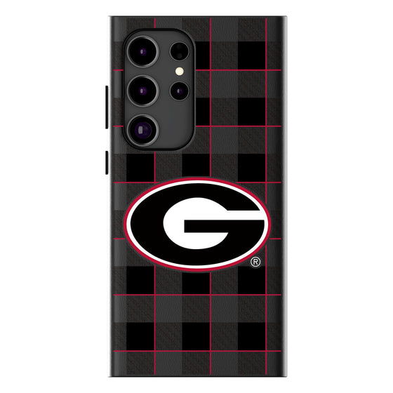 Georgia Bulldogs Plaid Magnetic Phone Case-1