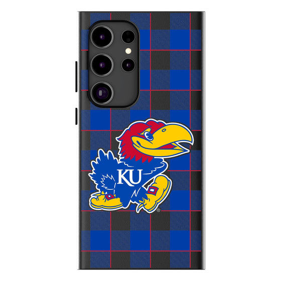 University of Kansas Jayhawks Plaid MagSafe Compatible Phone Case-0