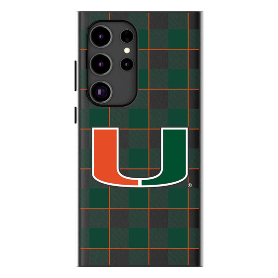 University of Miami Hurricanes Plaid MagSafe Compatible Phone Case-0