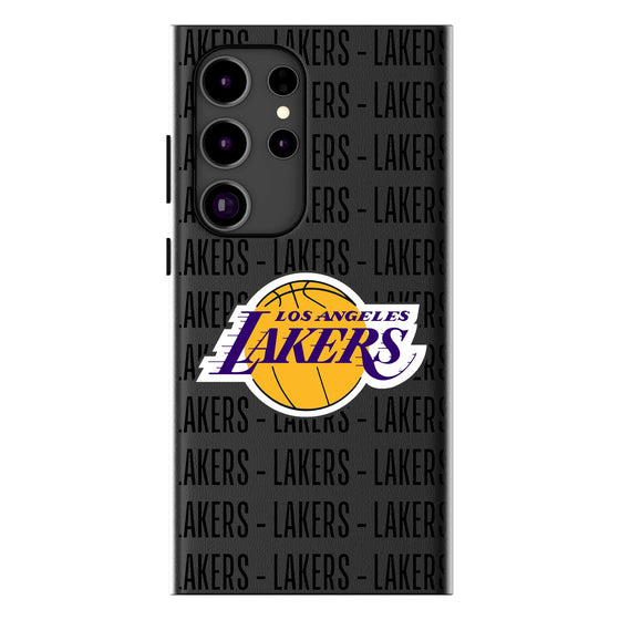 Los Angeles Lakers Text Backdrop MagSafe Compatible Phone Case-0