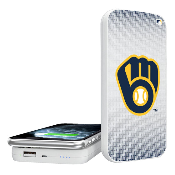Milwaukee Brewers Linen 5000mAh Portable Wireless Charger-0