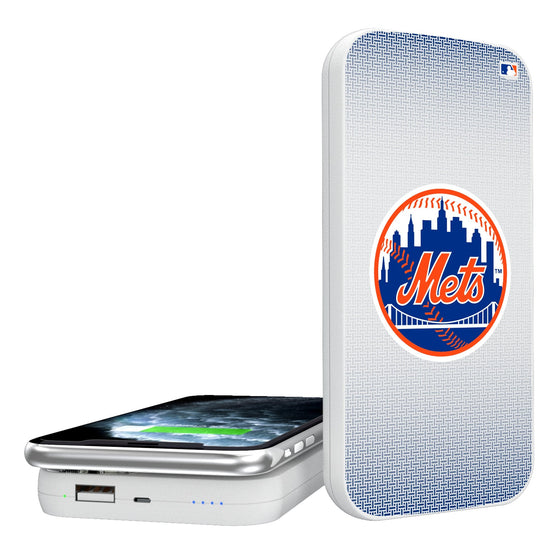 New York Mets Linen 5000mAh Portable Wireless Charger-0