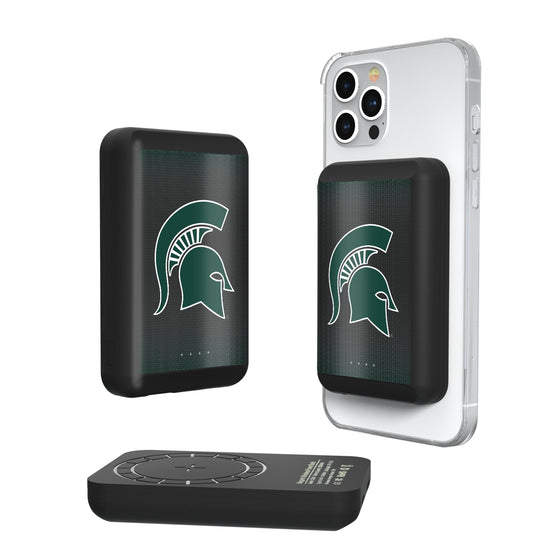 Michigan State Spartans Linen Wireless Mag Power Bank-0