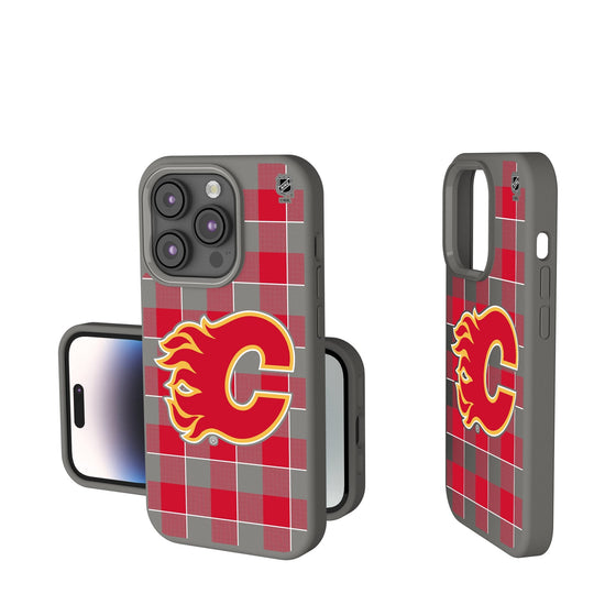 Calgary Flames Plaid Soft Touch Phone Case-0