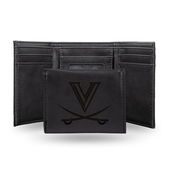 NCAA  Virginia Cavaliers Black Laser Engraved Tri-Fold Wallet - Men's Accessory