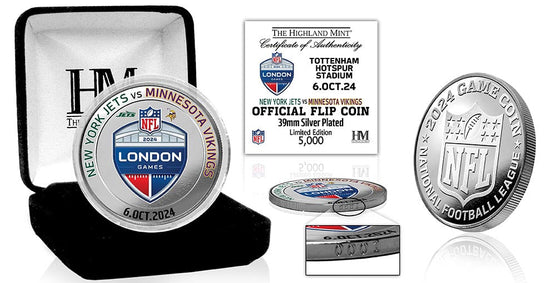 2024 London Games New York Jets vs Minnesota Vikings Silver Plated Flip Coin