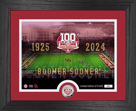 Oklahoma Sooners Gaylord Family  Stadium 100th Anniversary Silver Coin Photo Mint