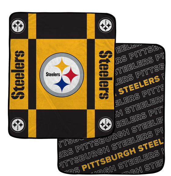 Pittsburgh Steelers 60"x70" Reverse Block Lux Super Soft Plush Throw Two-Sided Blanket