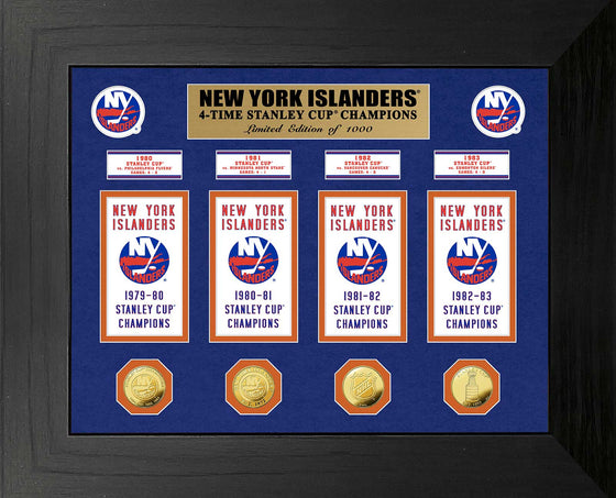 New York Islanders 4-Time Stanley Cup Champions Deluxe Gold Coin & Banner Collection