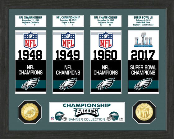 Philadelphia Eagles Super Bowl Banner Collection Bronze Coin Photo Mint