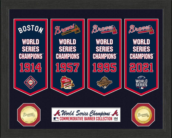 Atlanta Braves 4-Time Champions Bronze Coin Banner Collection