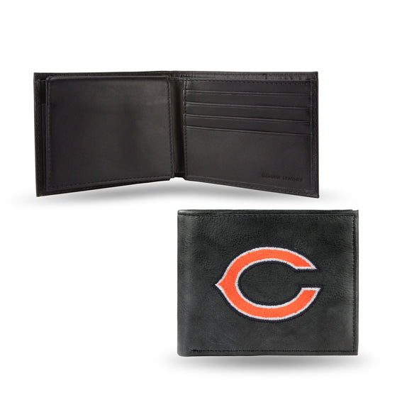 NFL Football Chicago Bears  Embroidered Genuine Leather Billfold Wallet 3.25" x 4.25" - Slim
