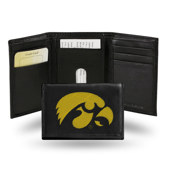 Iowa Hawkeyes Embroidered Leather Tri-Fold Wallet (CDG)