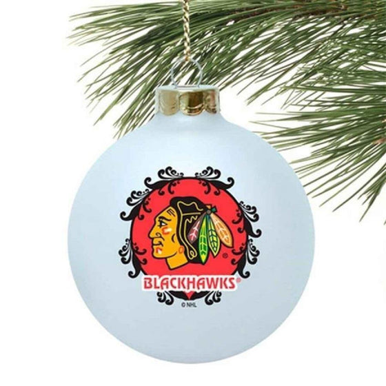 Chicago Blackhawks Ornament Large Glass Ball