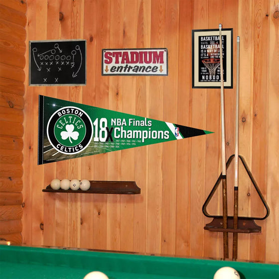 Boston Celtics 18x 18 Time NBA Champions Full Size Pennant Flag Banner