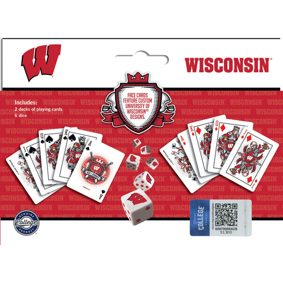 Wisconsin Badgers - 2-Pack Playing Cards & Dice Set - 757 Sports Collectibles