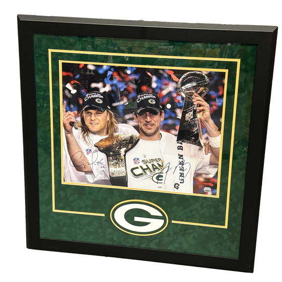 Green Bay Packers Aaron Rodgers Clay Matthews Signed & Framed 16x20 Super Bowl Champs Photo - Mounted Memories COA - 757 Sports Collectibles