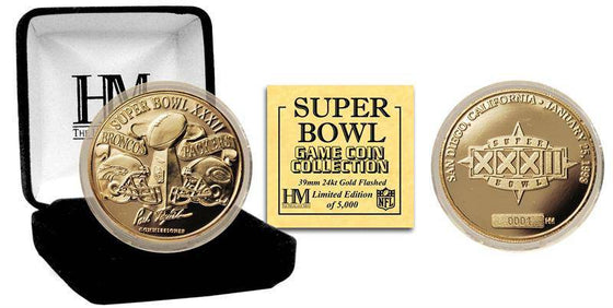 Super Bowl XXXII 24kt Gold Flip Coin - 757 Sports Collectibles
