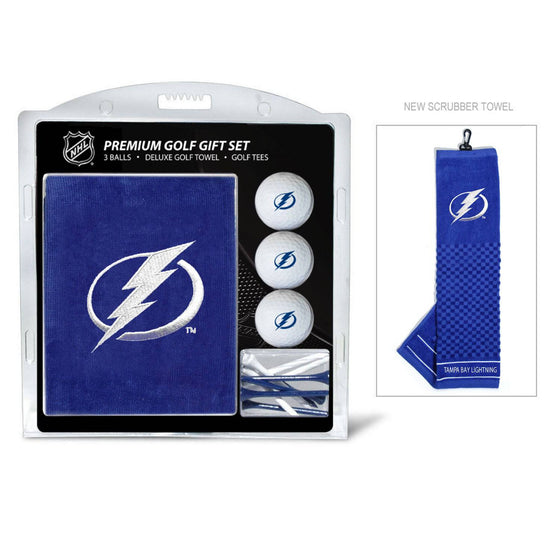 Tampa Bay Lightning Embroidered Golf Towel, 3 Golf Ball, And Golf Tee Set - 757 Sports Collectibles